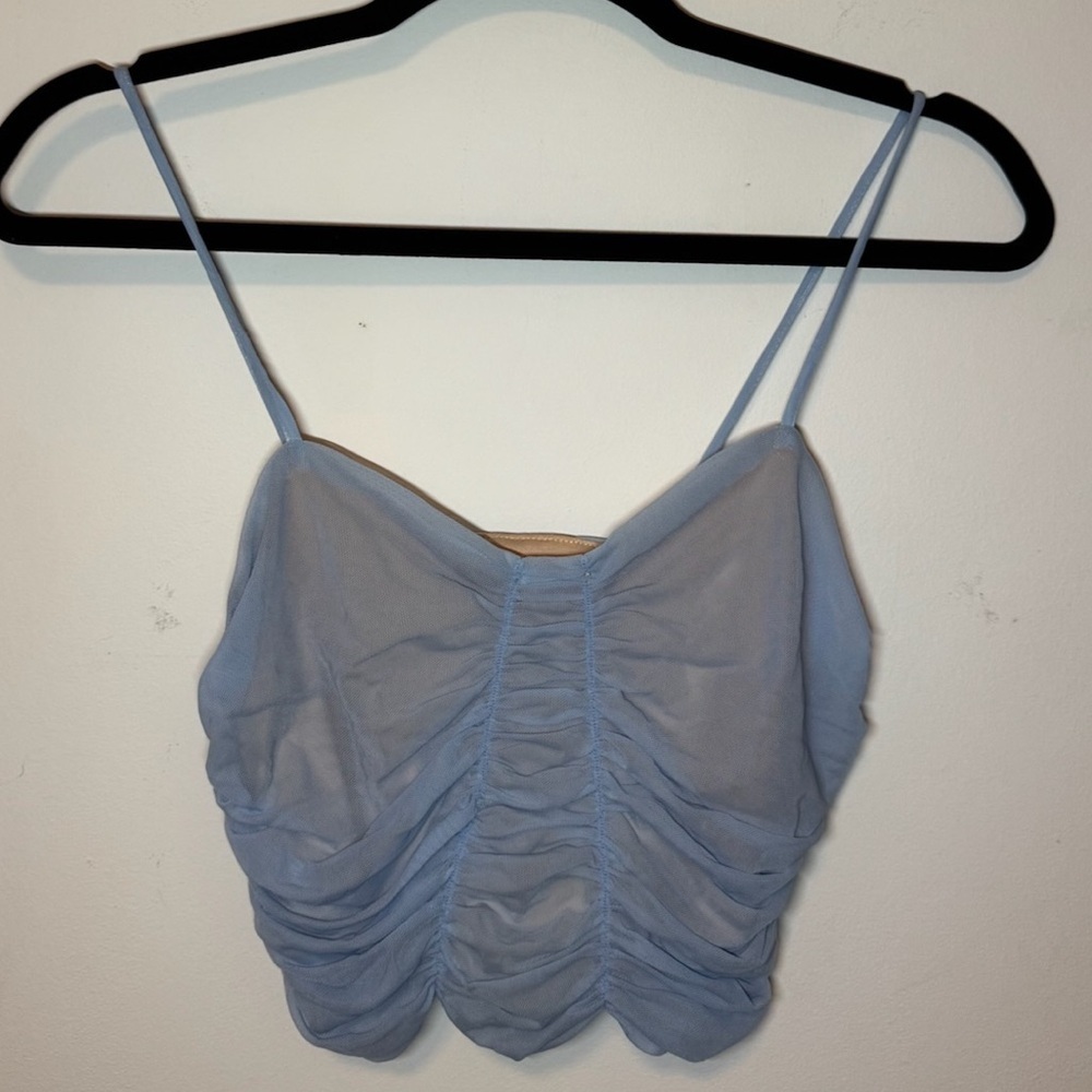 Cotton Candy LA Light baby Blue Ruched Camisole women’s small cropped tank top